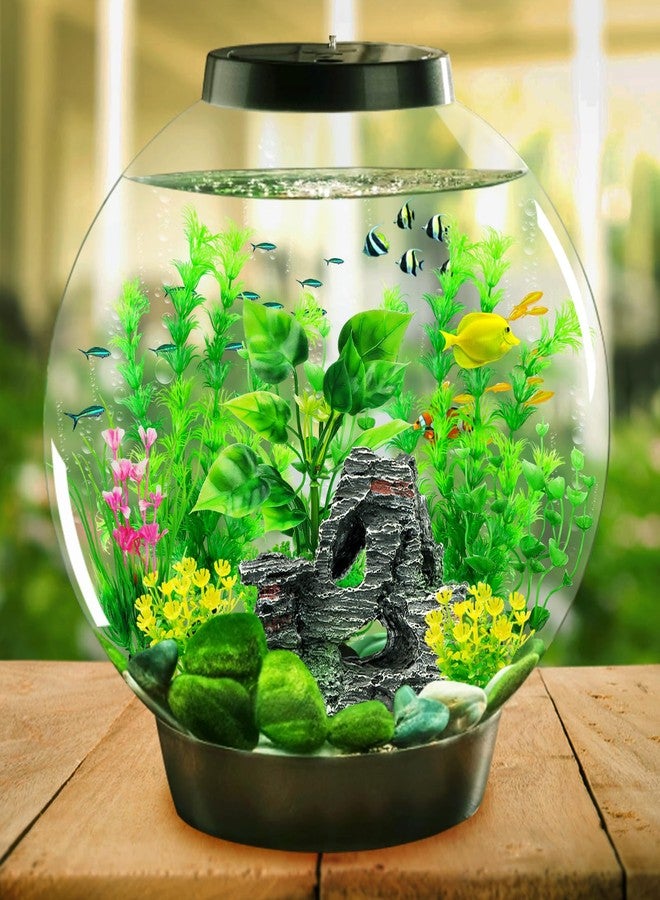 مجموعة نباتات اصطناعية لتزيين أحواض السمك من كوزو، 9 قطع من نباتات الزينة الخضراء وصخور الكهوف، نباتات بلاستيكية لتزيين أحواض السمك - Image 5
